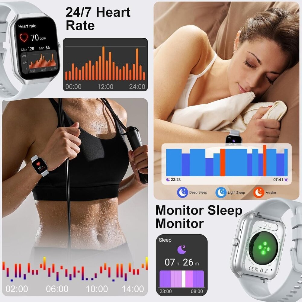 Men's Sliver Fitness Activity Tracke with Pedometer Comfortable Smartwatch - Picture 4 of 7